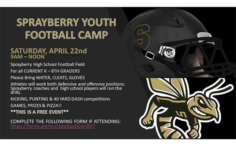 Sprayberry Youth Football Camp April 22nd