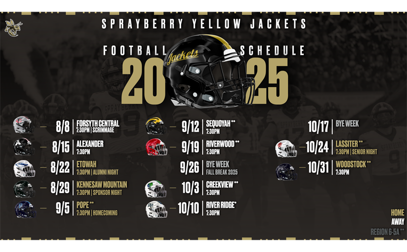 2025 Sprayberry Football Schedule